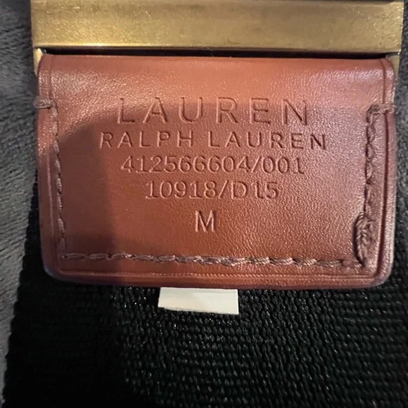 Ralph Lauren Black Stretch Belt 2.5” Wide with Antique Brass Hardware - Picture 2 of 8